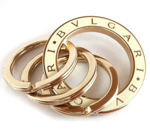  BVLGARY * BVLGARY key ring 3 ream white enamel Gold metal ref.35277 current model key holder /33213