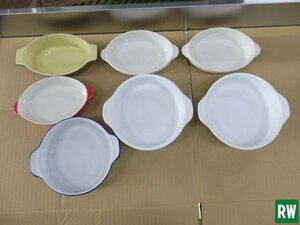 グラタン皿【色々7個セット】陶磁器 黄 アイボリー 赤 青 白 ドリア皿 食器 器 容器 [2]