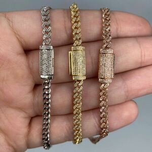 10K Diamond Cuban Link Bracelet 4.5MM Gold diamond cue van chain bracele flat 10 gold icebox trax avalanche