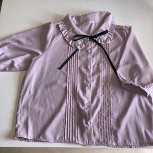ピンク系　透け感 シャツ 半袖ブラウス　レディース　トップス