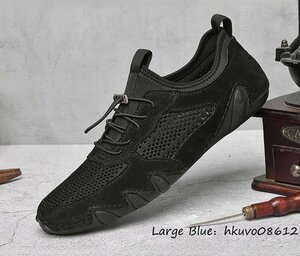 夏新品 ローファー スリッポン メンズ ドライビングシューズ 通気性 透かし彫り メッシュ 運動靴 スニーカー ウォーキング ブラック 26.5cm