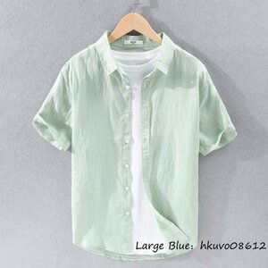 夏新品◆半袖シャツ メンズ ビジネス 無地 ワイシャツ カジュアルシャツ Tシャツ 清涼感 サマー お洒落 心地良し 涼しい 紳士 グリーン 2XL