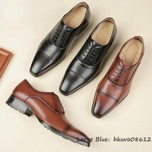 特売◆シューズ レザーシューズ メンズ 高級牛革 ビジネスシューズ イギリス風 紳士靴 手作り 革靴 フォーマル 通勤 個性 ブラック 25.5cm_画像8