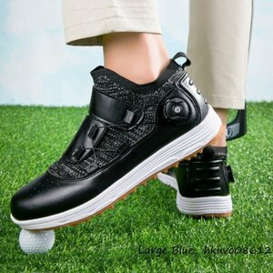 最高級★ゴルフシューズ 運動靴 メンズ 4E 幅広 スニーカー スポーツシューズ ダイヤル式 フィット感 新品 防水性 耐久性 ブラック 27.0cm