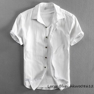夏新品 半袖シャツ メンズ ビジネス 無地 カジュアルシャツ ワイシャツ Tシャツ 薄手 サマーシャツ 通気性 心地良し 清涼感 ホワイト 3XL