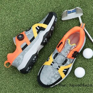  новый товар * туфли для гольфа спортивная обувь dial тип Fit чувство спорт обувь мужской soft шиповки легкий эластичность . "дышит" . скользить выдерживающий . orange 25.0cm