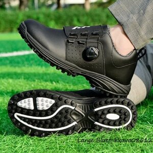 新品★ゴルフシューズ メンズ スパイクレス ダイヤル式 4E スニーカー スポーツシューズ 運動靴 耐久性 軽量 フィット感 ブラック 26.5cm
