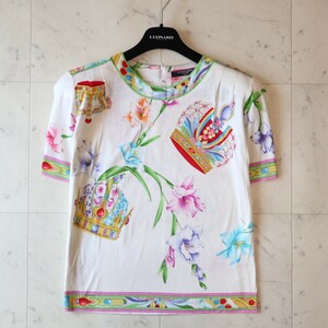 極美品★レオナール LEONARD ★百合Flower トップス size L 大きいサイズ