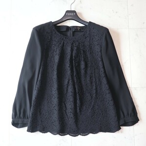 極美品★DAKS ダックス ★レース BLACK ブラウス トップス size 40 ～L相当～ 