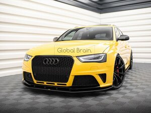 アウディ RS4 B8 後期 フロント リップ スポイラー/ フロント スプリッター エプロン バンパー ディフューザー レーシング