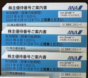 ANA全日空 株主優待券2024年5月31日迄　番号通知対応　3枚セット