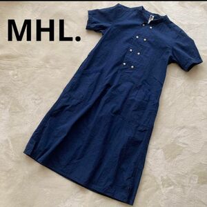 MHL.マーガレットハウエル　インディゴワンピース　綾瀬はるか着用　レア　M 品薄　爽やか　ネイビー　ボタンがかわいい　半袖　