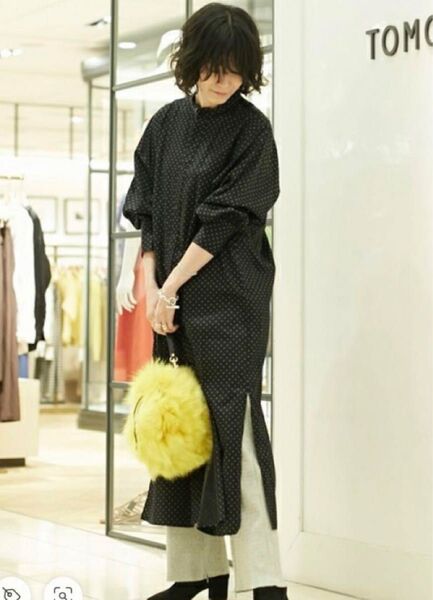 マカフィー ドットシャツワンピース バンドカラー トゥモローランド 36 M L ロングシャツワンピース MACPHEE