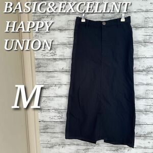 BASIC&EXCELLNT HAPPY UNION ロングスカート　タイト　ストレッチ　ウエストゴム　ブラック　M