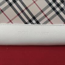 【560】★ BURBERRY バーバリー キャンバス×レザー ハンドバッグ ホワイト系 ★ ボストンバッグ ノバチェック ★ 中古品_画像2