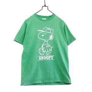 【雰囲気抜群!!】チャンピオン スヌーピー プリントTシャツ 半袖 S 緑