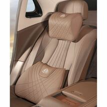 新作 MAYBACH 首枕 高級革 ネックパッド 腰クッション 高品質 車用 背もたれクッション ネックピロー ヘッドレスト★ブラウン★_画像2