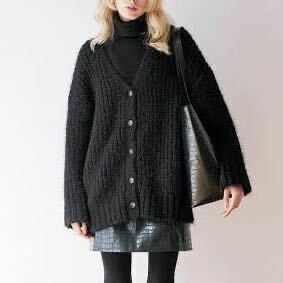 moussy Moussy Roo z knitted cardigan black alpaca .