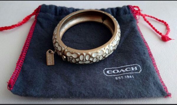 【COACH】シグネチャー バングル ホワイト×ゴールド