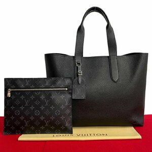 未使用保管品 希少品 袋付 LOUIS VUITTON ルイヴィトン カバヴォワヤージュ レザー ハンドバッグ トートバッグ ブラック 黒 メンズ 25172