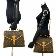 極 美品 LOUIS VUITTON ルイヴィトン ベルエア モノグラム レザー 本革 2way ハンドバッグ ショルダーバッグ ブラウン 茶 21440_画像2