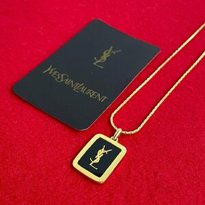 極 美品 希少品 YVES SAINT LAURENT イヴサンローラン YSL ロゴ モチーフ 金具 チェーン ペンダント ネックレス ゴールド 30975