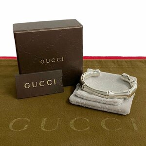 極 美品 箱 袋付 GUCCI グッチ バンブー モチーフ シルバー925 ブレスレット バングル シルバー レディース アクセサリー 29095