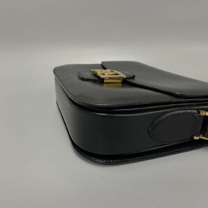 1円 美品 CELINE セリーヌ ヴィンテージ 馬車金具 ホースキャリッジ ロゴ カーフレザー 本革 ミニ ショルダーバッグ ブラック 16371の画像7