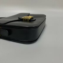 1円 極 美品 CELINE セリーヌ ヴィンテージ 馬車金具 ホースキャリッジ ロゴ カーフレザー 本革 ミニ ショルダーバッグ ブラック mj748-7_画像6