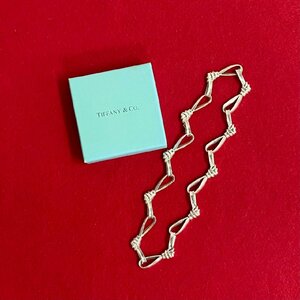 極 美品 TIFFANY&Co. ティファニー ヴィンテージ 1988年 リボン モチーフ シルバー925 チョーカー ネックレス アクセサリー シルバー 69580