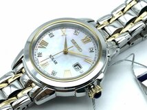 ダイヤモンド飾りのソーラー セイコー 女性用 腕時計 海外版 SUT244 盤色 パールカラー １０気圧防水_画像6