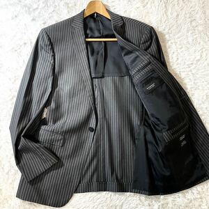 美品,大きいサイズ,シルク◎バーバリーブラックレーベル BURBERRY BLACK LABEL テーラードジャケット チャコールグレー ストラップ 背抜き