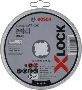 ボッシュ(BOSCH) X-LOCK 切断砥石(スタンダード・ステンレス用 125mmx1.0mm・10枚) 2608619267