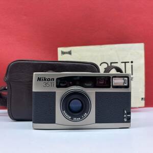* Nikon 35Ti compact film camera NIKKOR 35mm F2.8 operation verification settled shutter, flash OK case Nikon 