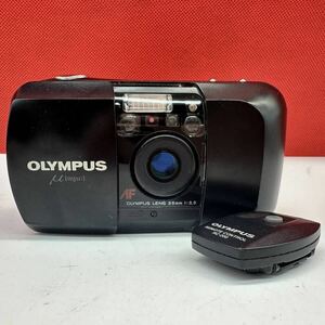 ▽ OLYMPUS μ mju: コンパクトフィルムカメラ 35mm F3.5 リモコン付き 現状品 通電確認済 オリンパス