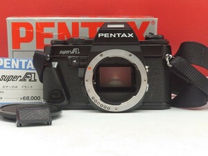 ▼PENTAX superA ブラック ボディ フィルムカメラ 一眼レフカメラ 箱あり 動作確認済み シャッター、露出計OK ペンタックス