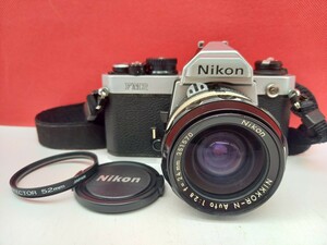 # Nikon New FM2 body silver NIKKOR-N 2.8/24 lens film single‐lens reflex camera operation verification settled shutter, light meter OK Nikon 