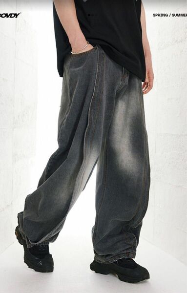 washed wide denim ウォッシュワイドデニム OVDY