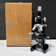 YASHIMA 八洲光学工業 顕微鏡 木箱付き 生物顕微鏡 昭和レトロ 現状品 ジャンク_画像1