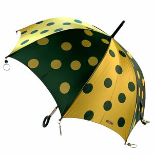 ★美品 MOSCHINO モスキーノ 傘 長傘 雨具 アンブレラ かさ レディース ドット柄 ブランド品 全長約91㎝ 中古品 管理K217