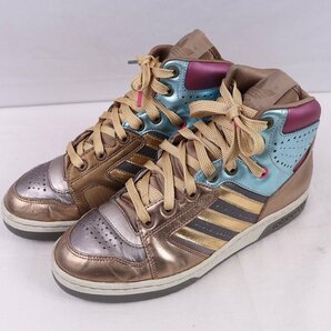 INSTINCT HI 25.5cm/adidas インスティンクト ハイ アディダス スニーカー ゴールド カーキ ブルー ピンク 中古 古着 レディース ad5062の画像1