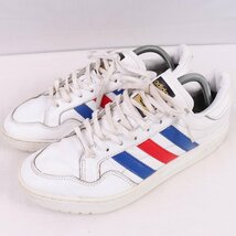 TEAM COURT 26.5cm/adidas チームコート アディダス スニーカー 白 ホワイト 赤 青 中古 古着 メンズ ad5075_画像1