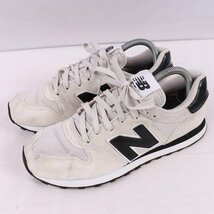 500 ニューバランス 25.0cm/new balance ライトグレー 白 黒 中古 古着 スニーカー メンズ yy9018_画像1