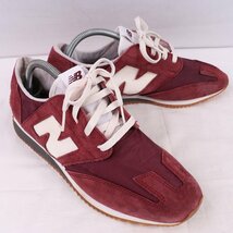 320 ニューバランス 27.0cm/New Balance エンジ ワイン 白 中古 古着 スニーカー メンズ レディース yy9028_画像7