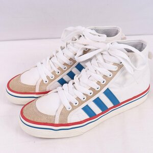 NIZZA HI 27.0cm/adidas ニッツァ ハイ アディダス スニーカー 白 ホワイト 青 赤 ベージュ 中古 古着 メンズ ad5105