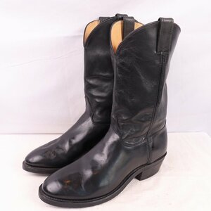 USA made JUSTIN 11 EE / Justin western boots black black low pa- boots men's used old clothes eb1234