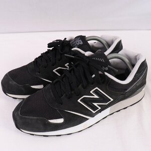 446 ニューバランス 27.0cm/New Balance 黒 ブラック 白 グレー 中古 古着 スニーカー メンズ yy9081