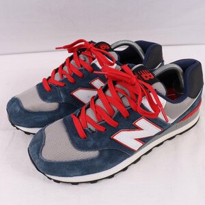 574 ニューバランス 27.5cm/New Balance 紺 ネイビー 赤 白 グレー 中古 古着 スニーカー メンズ yy9122