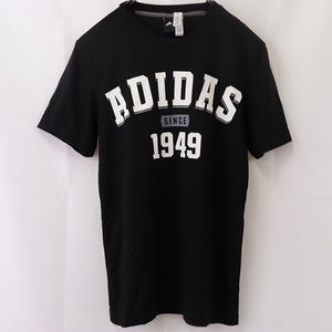 アディダス Tシャツ S 位 黒 白 半袖 adidas プリント ロゴ /トレフォイル レディース 古着 中古 st120