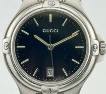 【グッチ　1円～】　◎GUCCI◎　9040M　デイト　黒文字盤　腕時計　クォーツ　稼働　メンズ　W8736_画像2